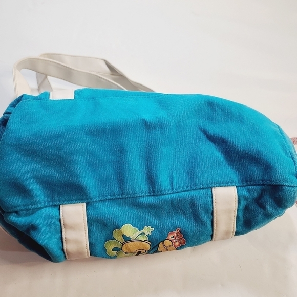 Y2K Disney Mickey Mouse Tropical Hibiscus Blue Tote Gym Bag - Picture 3 of 16